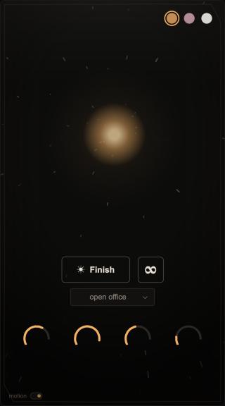 The panel in flight: a larger star, short streaks of passing stars, no dial and no numbers.